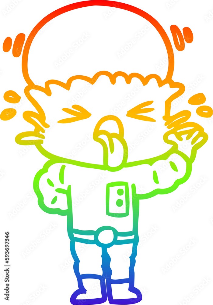 rainbow gradient line drawing disgusted cartoon alien rainbow gradient line drawing disgusted cartoon alien