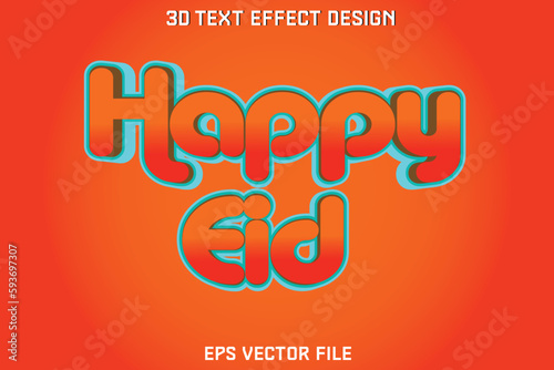 Happy Eid 3d text effect design