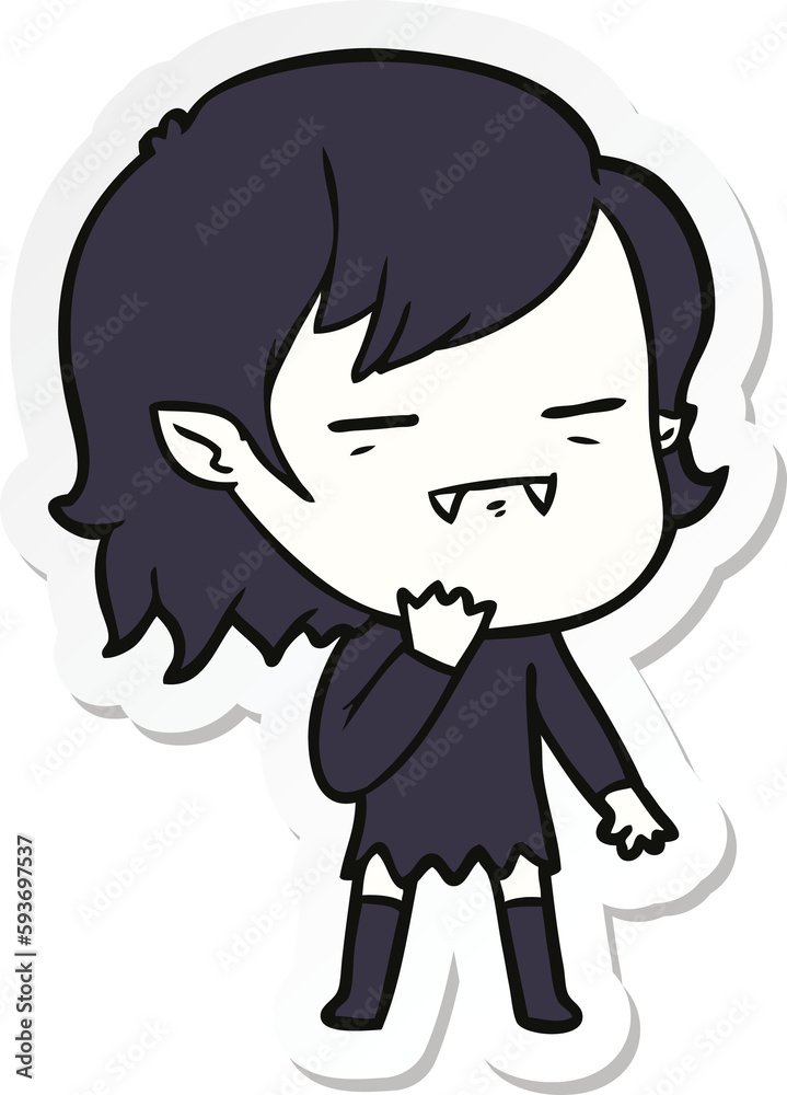 sticker of a cartoon undead vampire girl sticker of a cartoon undead vampire girl