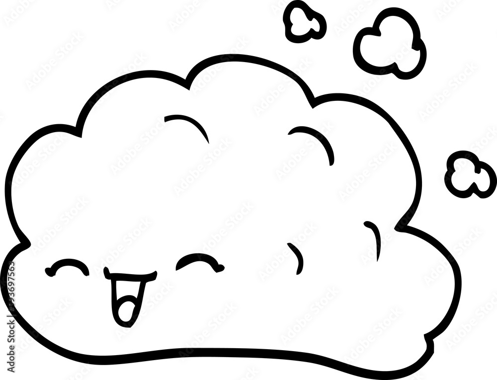 line drawing cartoon happy cloud line drawing cartoon happy cloud