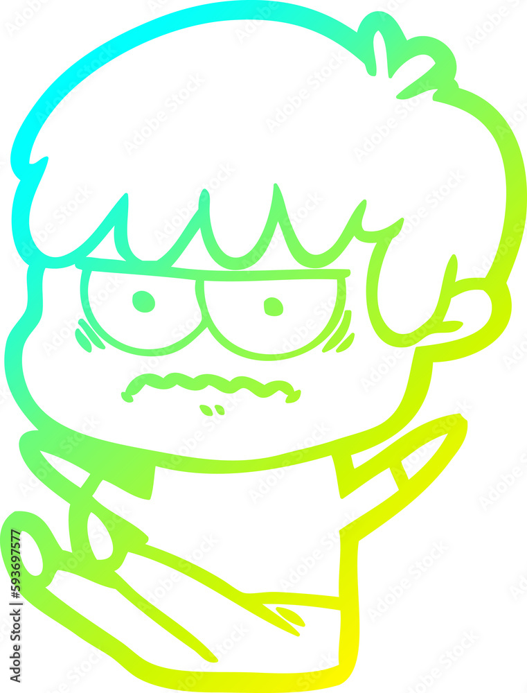 cold gradient line drawing annoyed cartoon boy cold gradient line drawing annoyed cartoon boy