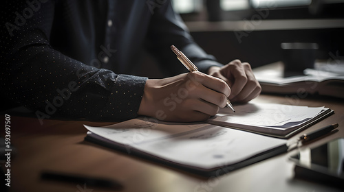 Businessman's Hand Capturing Important Meeting Details generative ai generative ai