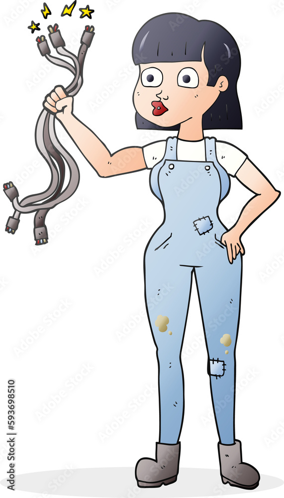 cartoon female electrician