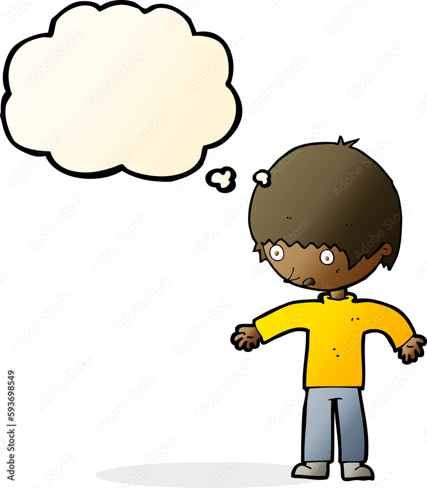 cartoon confused boy with thought bubble cartoon confused boy with thought bubble