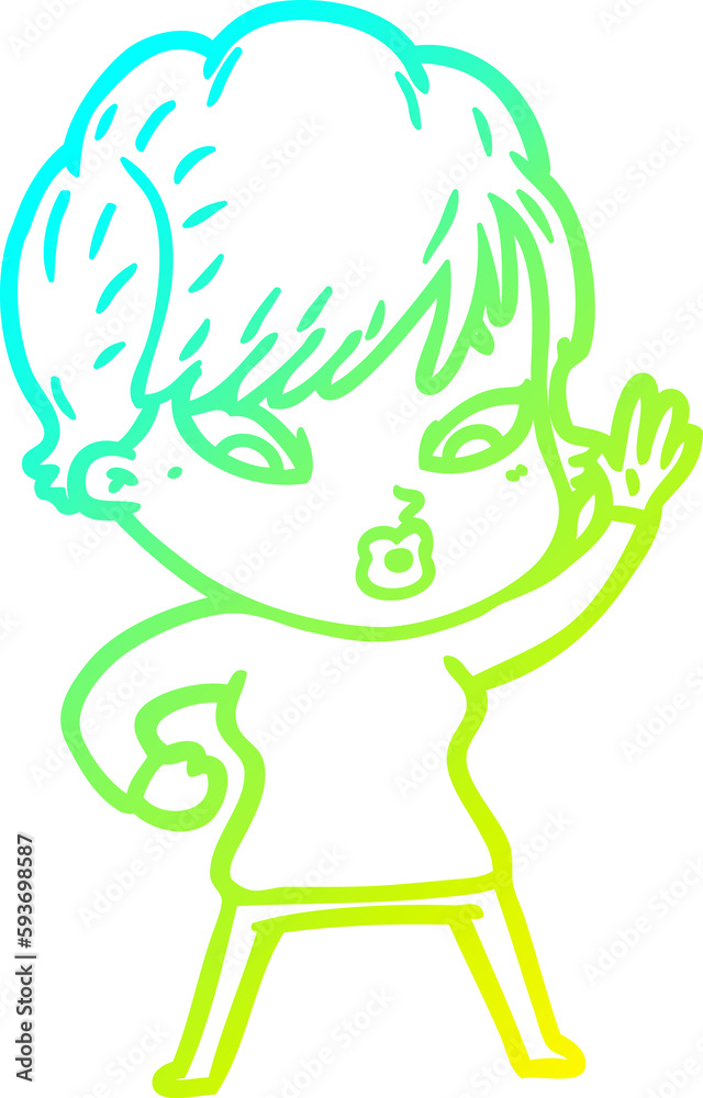 cold gradient line drawing cartoon woman cold gradient line drawing cartoon woman
