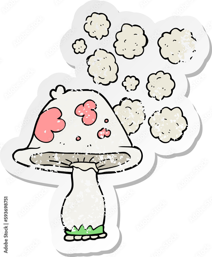 retro distressed sticker of a cartoon mushroom retro distressed sticker of a cartoon mushroom