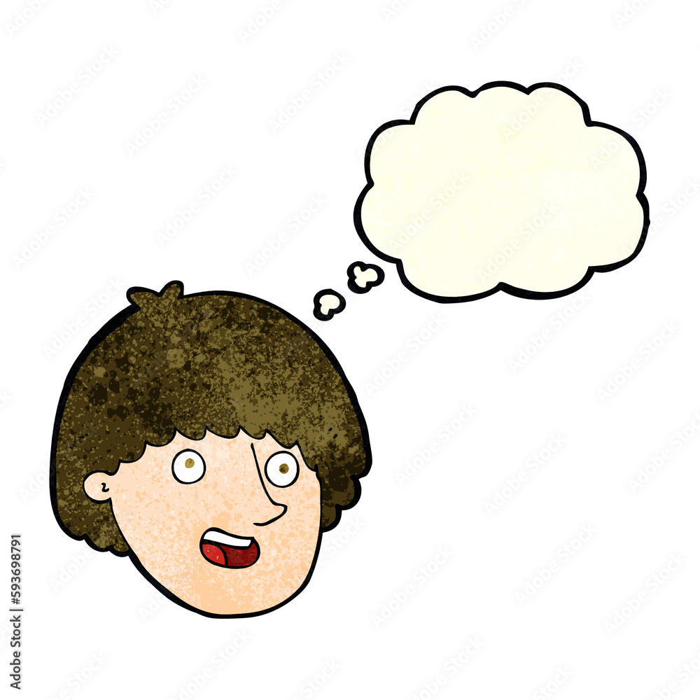 cartoon happy male face with thought bubble cartoon happy male face with thought bubble
