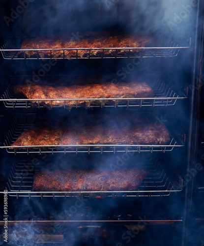 Ribs in a smoker photo