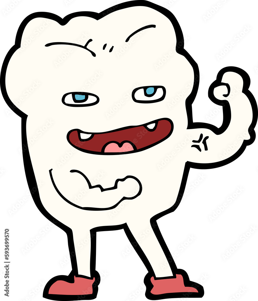 cartoon strong healthy tooth