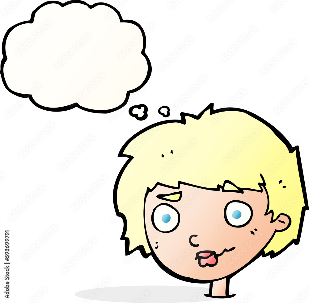 cartoon confused woman with thought bubble cartoon confused woman with thought bubble