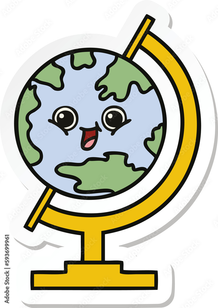 sticker of a cute cartoon globe of the world sticker of a cute cartoon globe of the world