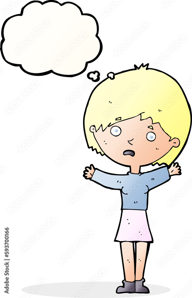 cartoon worried woman with thought bubble cartoon worried woman with thought bubble