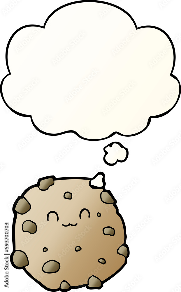 cartoon biscuit and thought bubble in smooth gradient style cartoon biscuit and thought bubble in smooth gradient style