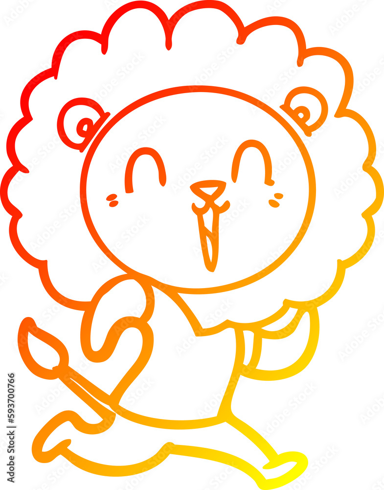 warm gradient line drawing laughing lion cartoon warm gradient line drawing laughing lion cartoon