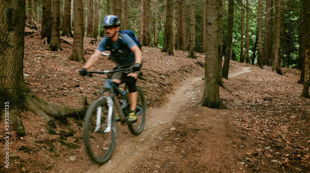 Blurred image of Mountain biker Blurred image of Mountain biker