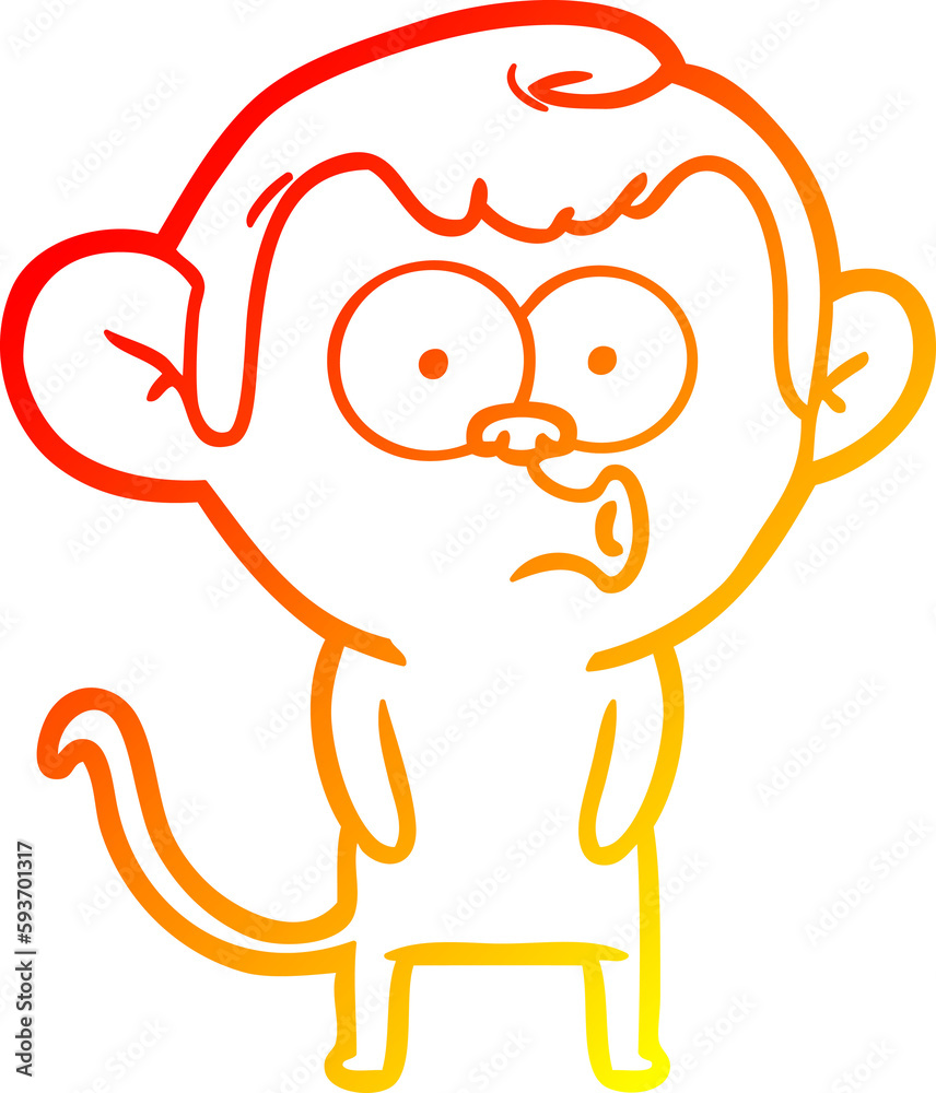warm gradient line drawing cartoon hooting monkey warm gradient line drawing cartoon hooting monkey