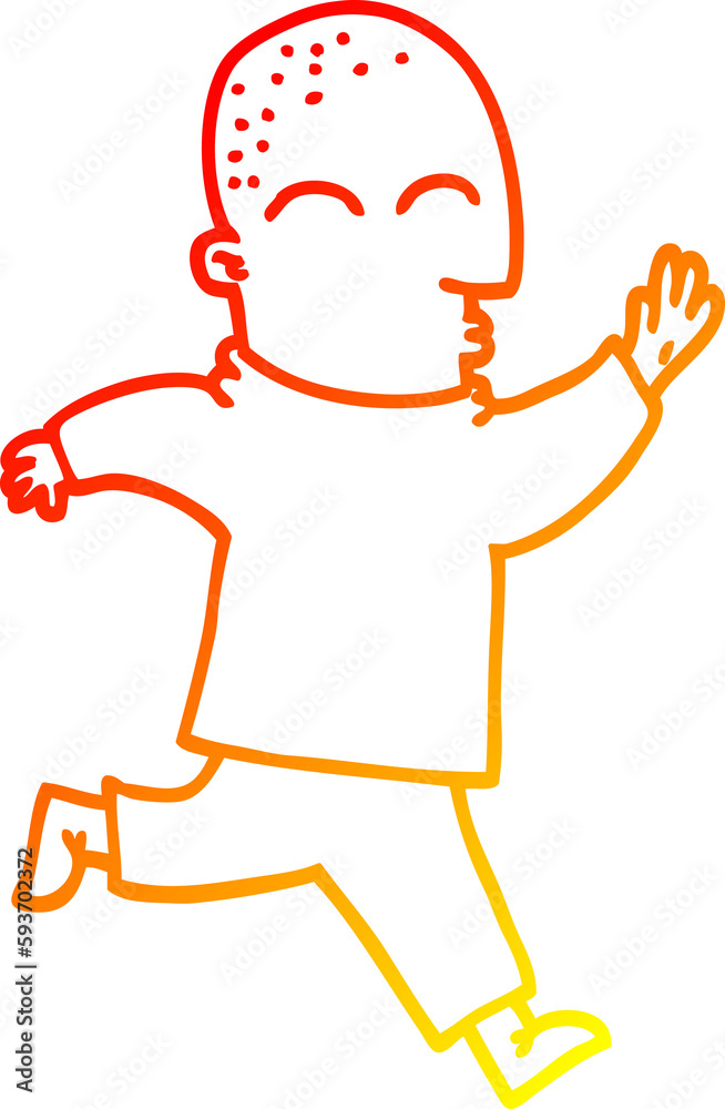 warm gradient line drawing cartoon man running