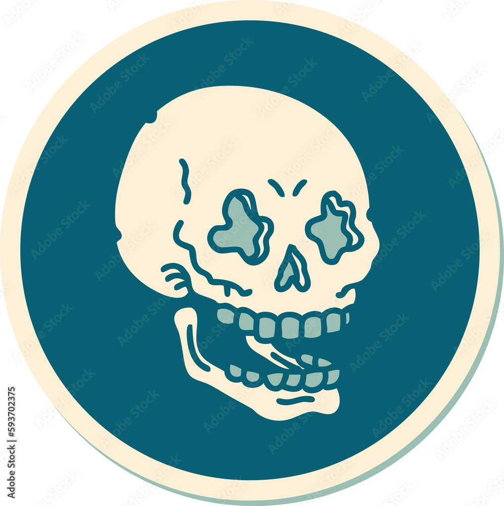 tattoo style sticker of a skull tattoo style sticker of a skull