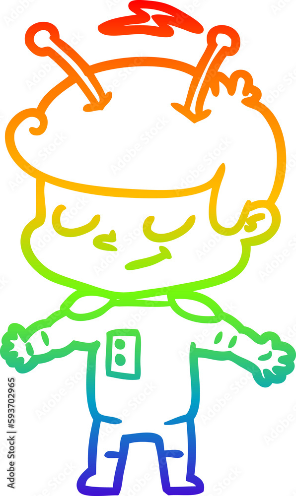 rainbow gradient line drawing friendly cartoon spaceman rainbow gradient line drawing friendly cartoon spaceman