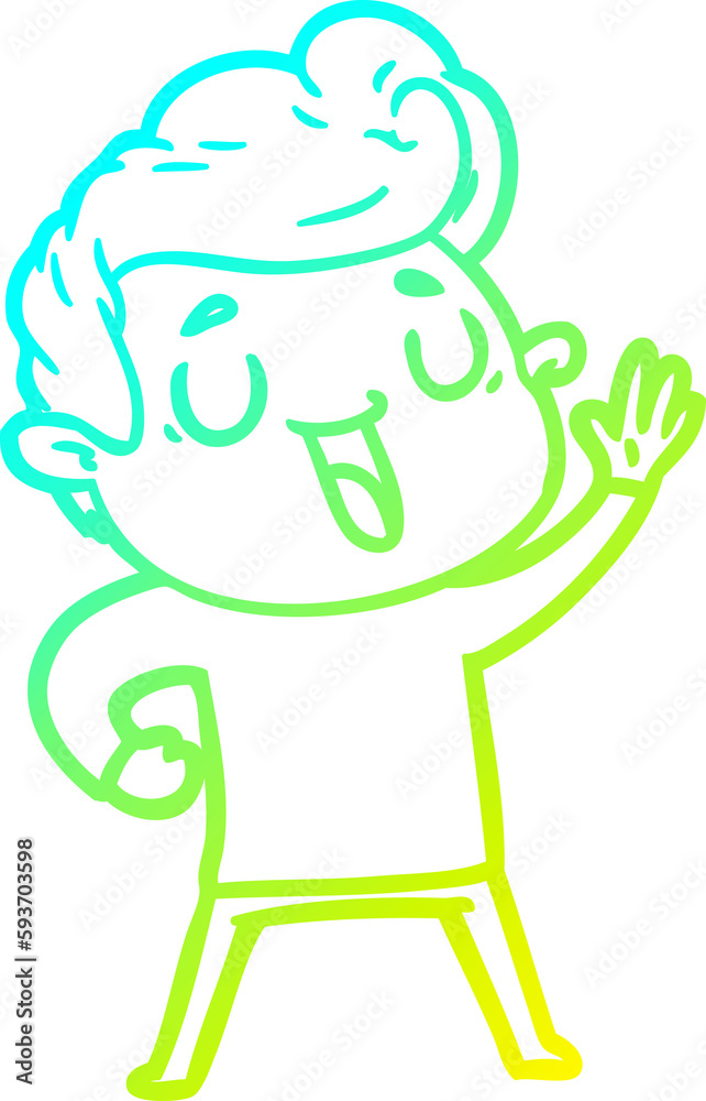 cold gradient line drawing happy cartoon man cold gradient line drawing happy cartoon man