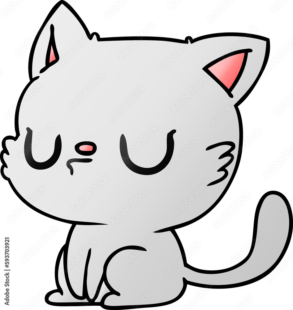 gradient cartoon of cute kawaii cat gradient cartoon of cute kawaii cat