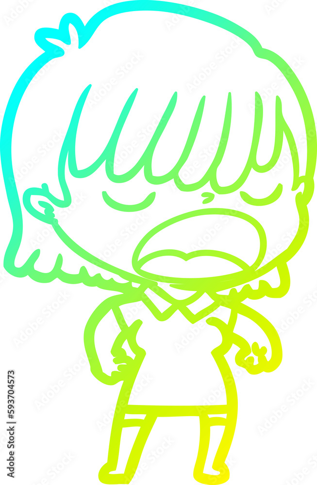 cold gradient line drawing cartoon woman talking loudly cold gradient line drawing cartoon woman talking loudly