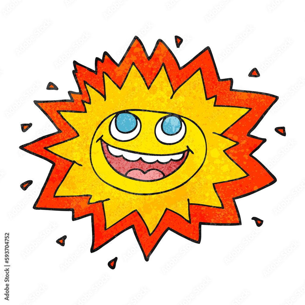 happy textured cartoon sun