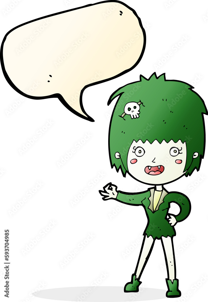 cartoon vampire girl with speech bubble cartoon vampire girl with speech bubble