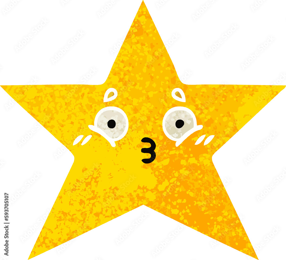 retro illustration style cartoon gold star retro illustration style cartoon gold star