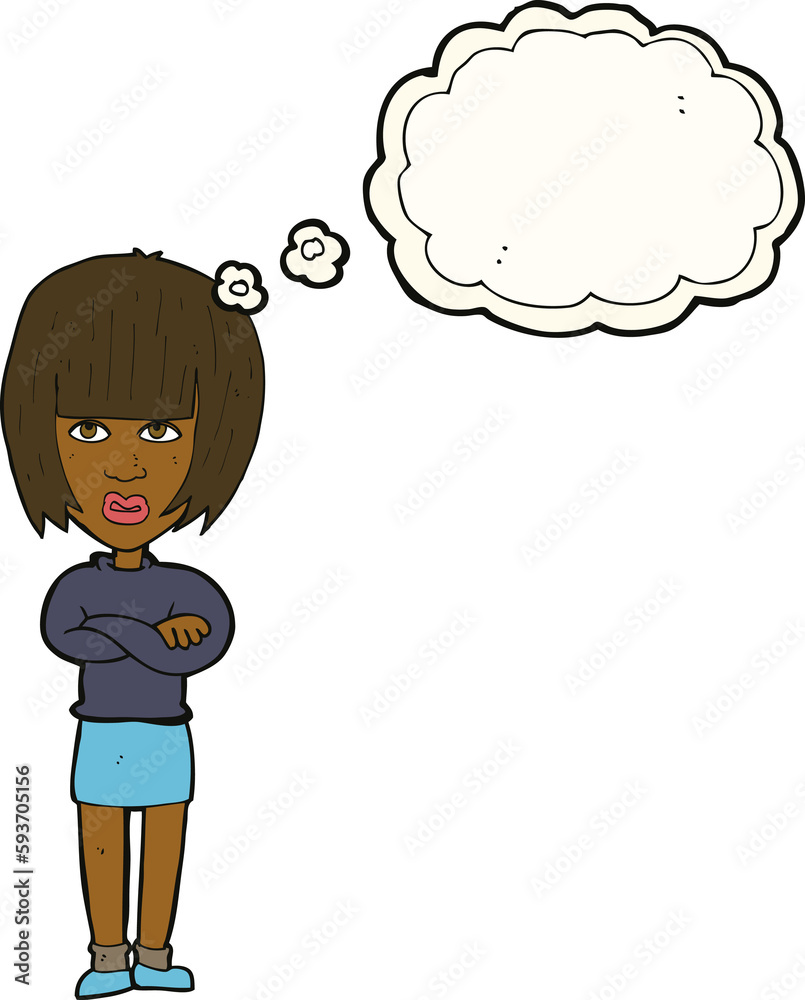 cartoon annoyed woman with thought bubble cartoon annoyed woman with thought bubble