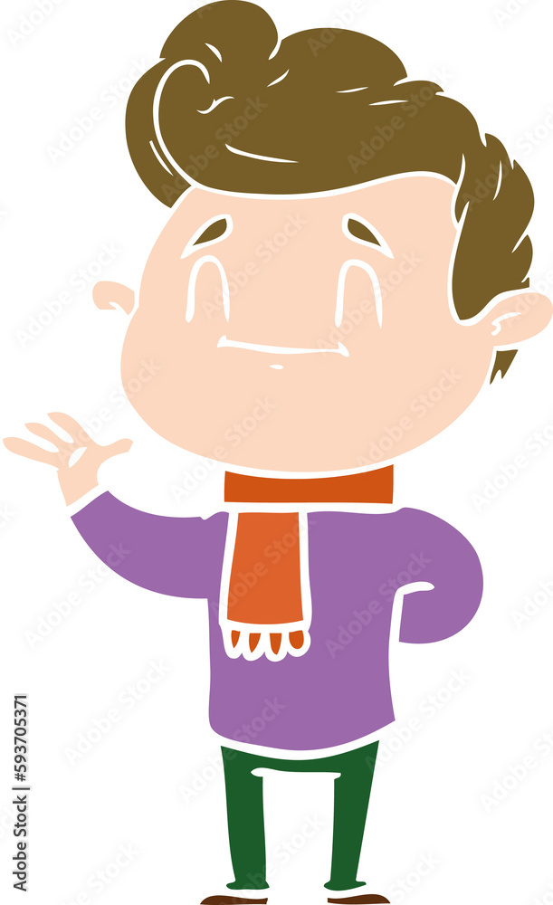 Obraz premium happy flat color style cartoon man