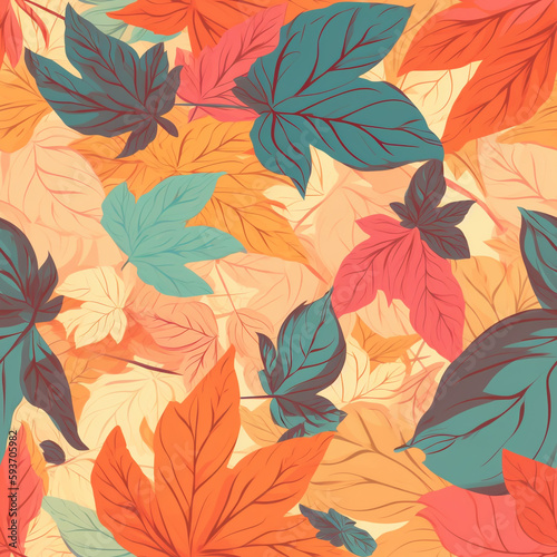 Summer Leaves Colorful Seamless Pattern