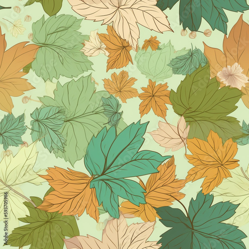 Summer Leaves Colorful Seamless Pattern