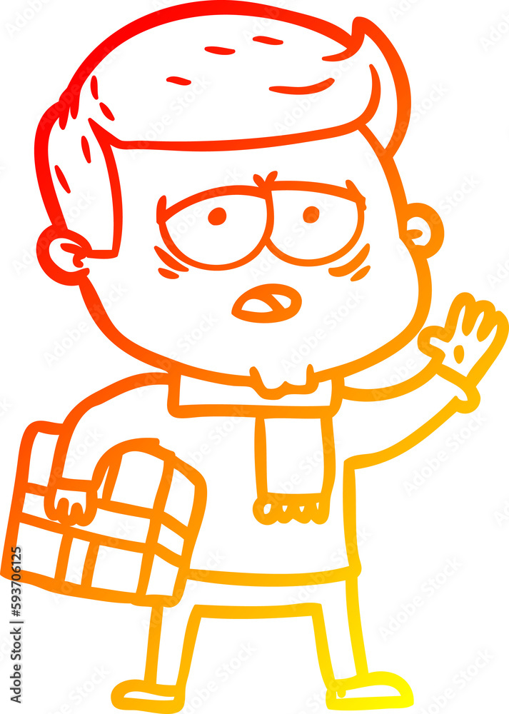 warm gradient line drawing cartoon tired man warm gradient line drawing cartoon tired man