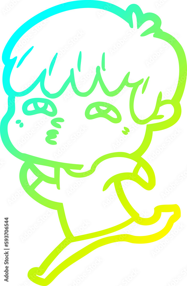 cold gradient line drawing cartoon curious man cold gradient line drawing cartoon curious man