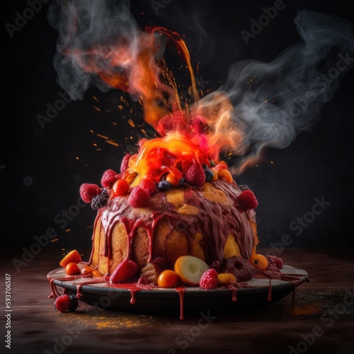 Firecracker Berry Cake - Generative Ai Illustration