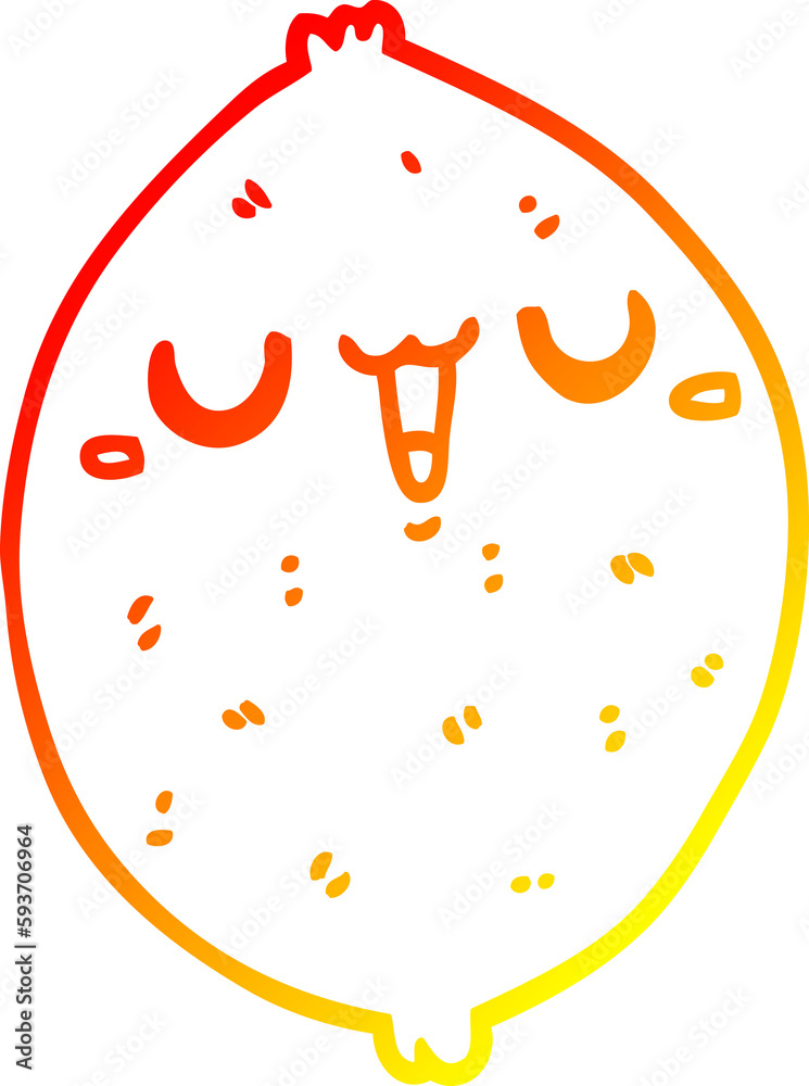 Obraz premium warm gradient line drawing cartoon happy lemon