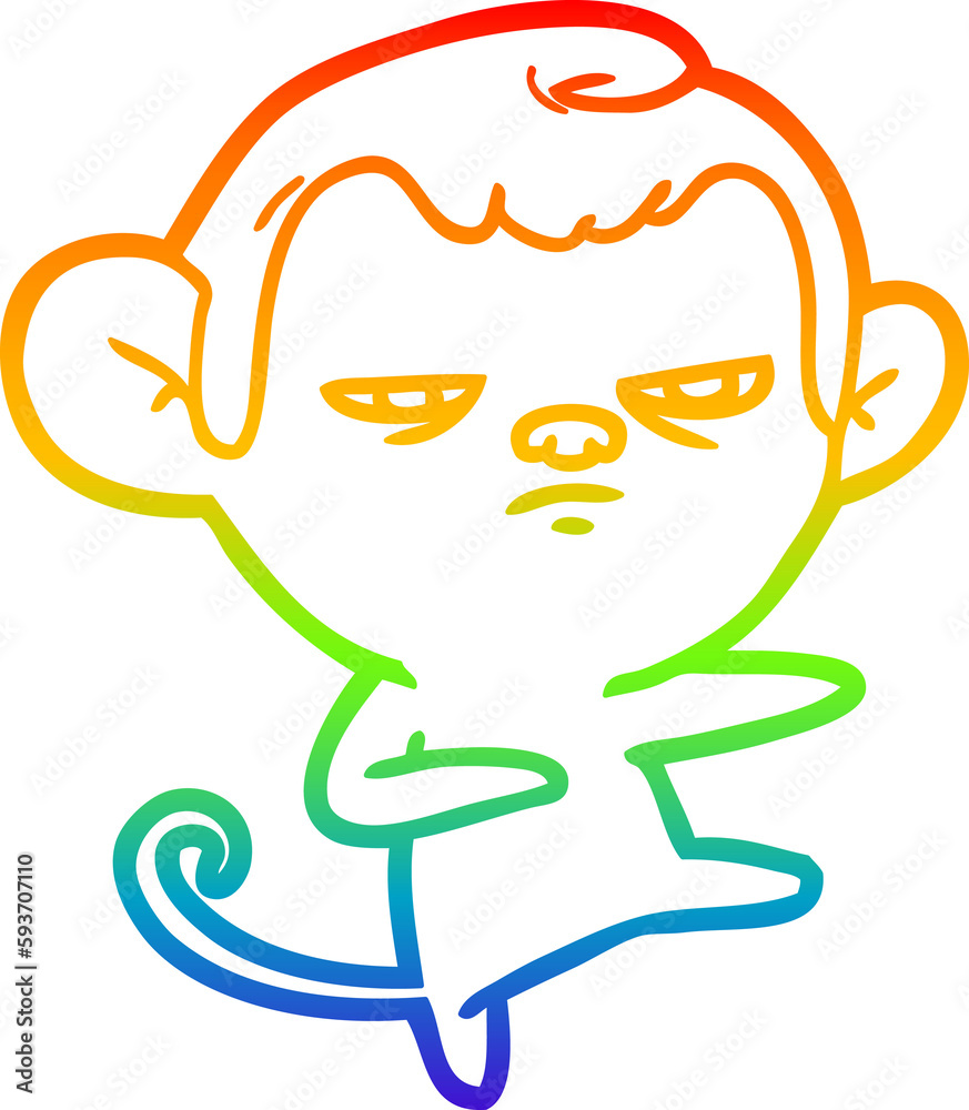 rainbow gradient line drawing cartoon annoyed monkey rainbow gradient line drawing cartoon annoyed monkey