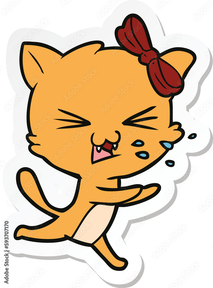 sticker of a cartoon cat sticker of a cartoon cat