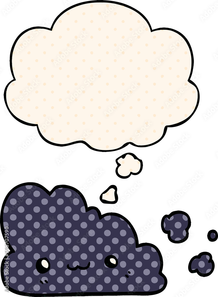 cute cartoon cloud and thought bubble in comic book style cute cartoon cloud and thought bubble in comic book style