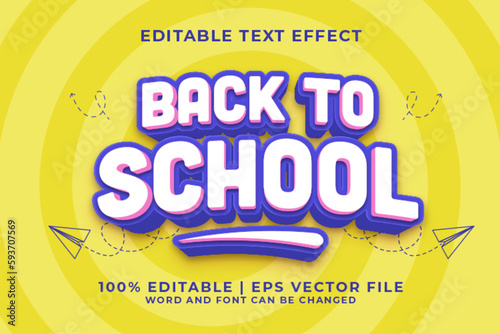 Back To School 3d Editable Text Effect Cartoon Comic Style Premium Vector