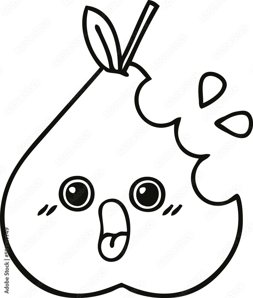 line drawing cartoon green pear line drawing cartoon green pear