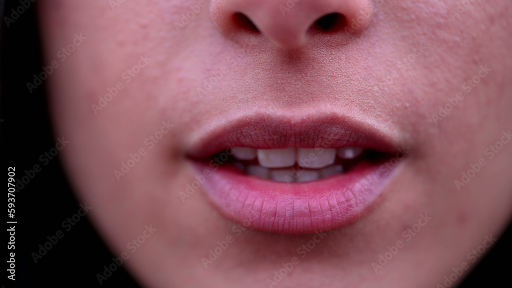 Fototapeta premium Woman lips and mouth. Macro closeup female lips