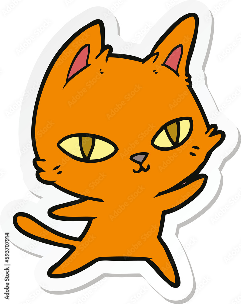 sticker of a cartoon cat staring sticker of a cartoon cat staring