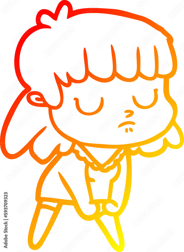 warm gradient line drawing cartoon indifferent woman warm gradient line drawing cartoon indifferent woman