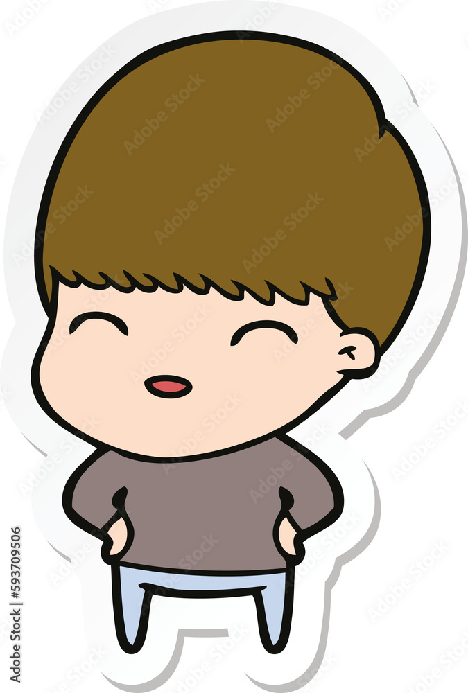 sticker of a happy cartoon boy sticker of a happy cartoon boy