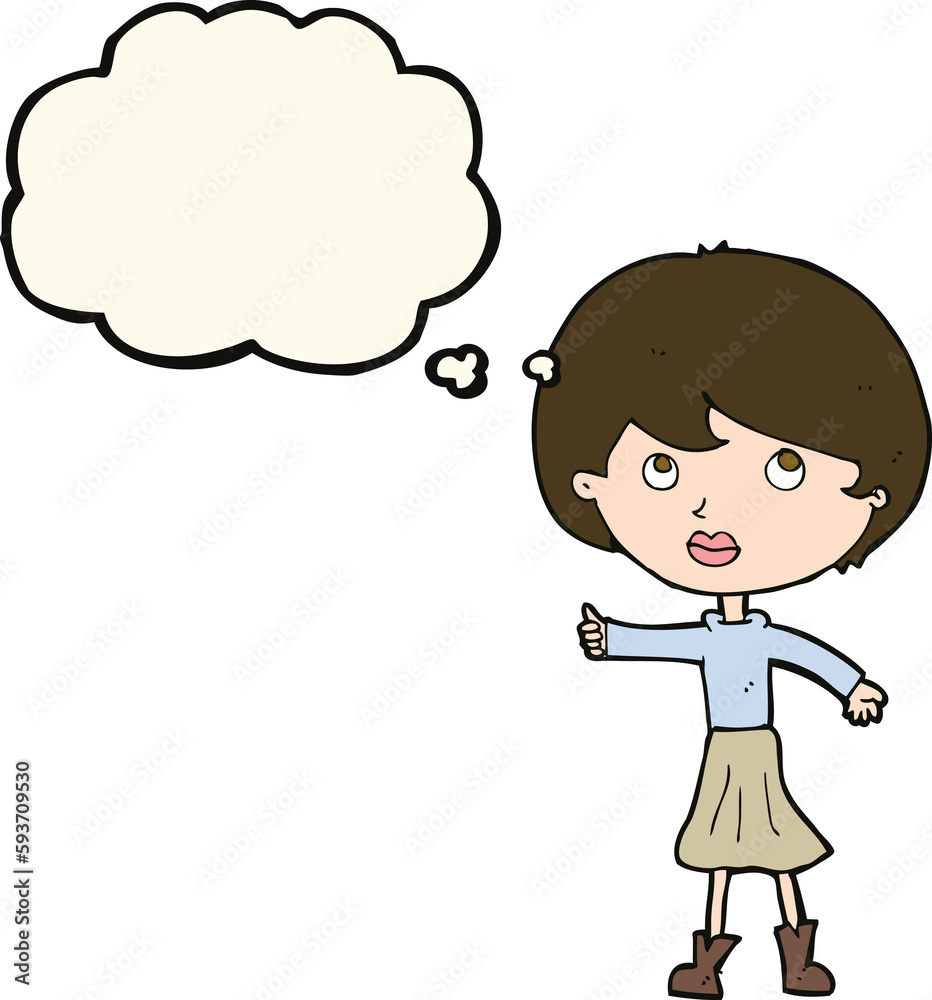 cartoon woman asking question with thought bubble cartoon woman asking question with thought bubble