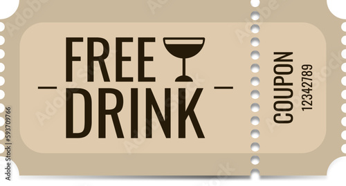 Vector party ticket set showing free drinks badge tickets