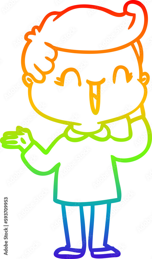 rainbow gradient line drawing cartoon laughing boy rainbow gradient line drawing cartoon laughing boy