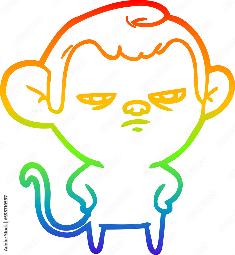 rainbow gradient line drawing cartoon monkey rainbow gradient line drawing cartoon monkey